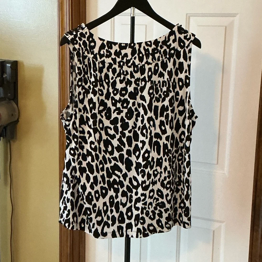 Laura Ashley Black and White Leopard Print Beaded Neckline Camisole - Picture 4 of 7